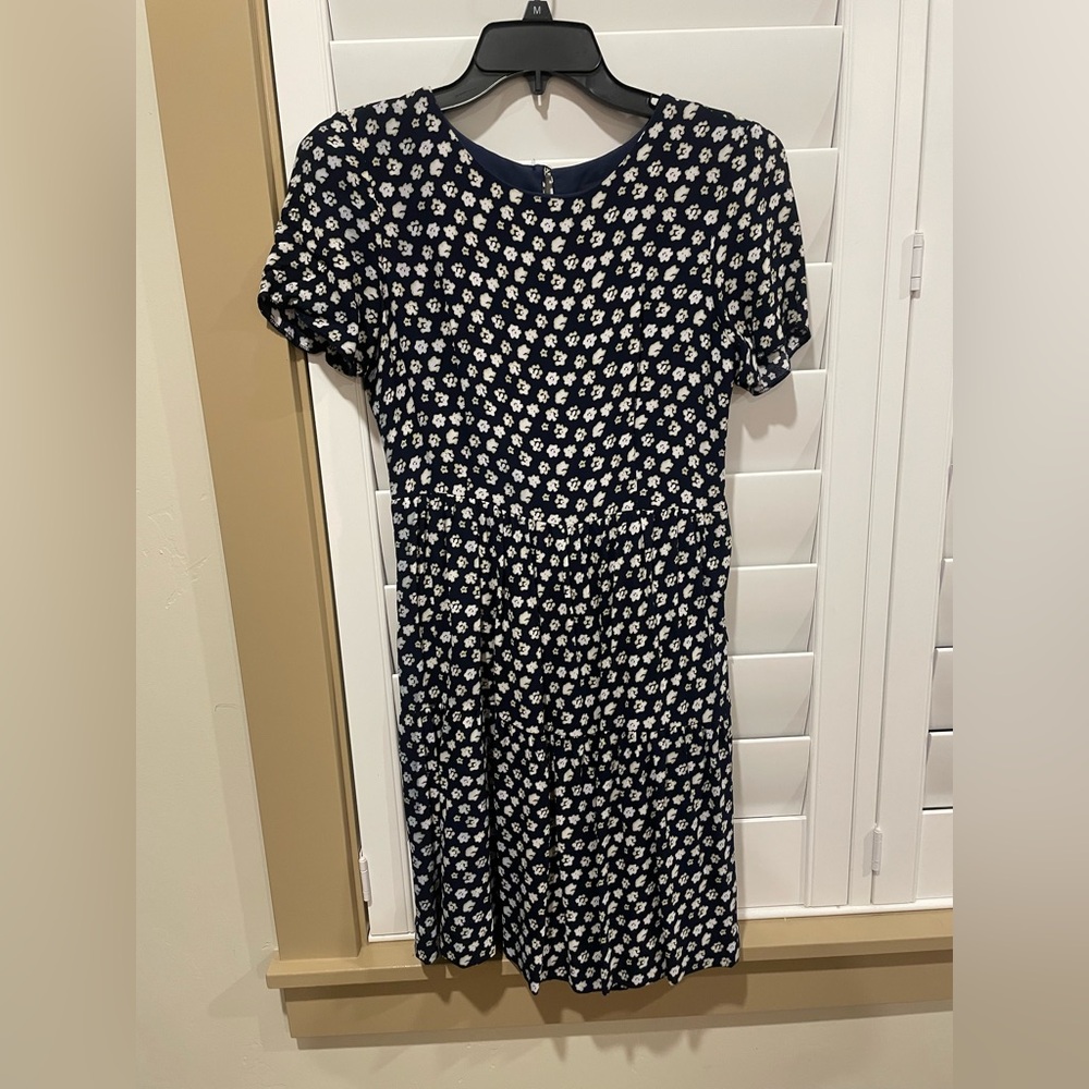 J. Crew Navy Dress with Cream Floral Pattern (1.15)